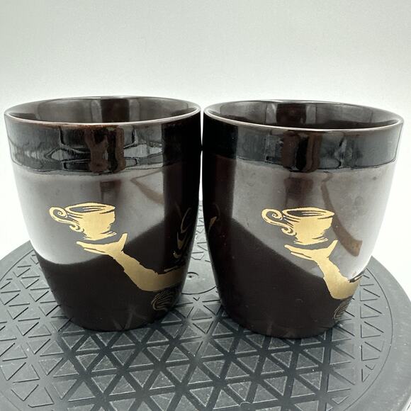 2- Starbucks 2012 Anniversary Brown Siren Crown Mermaid Gold Brown Coffee Cup - Picture 2 of 7